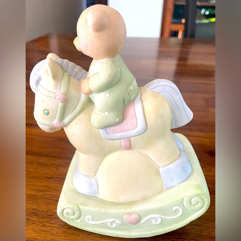 3/$15 Vintage Poreclain Figurine Teddy Bear Rocking Horse Decor